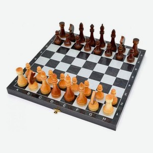 Шахматы ОБЪЕДОВСКАЯ-ФАБРИКА доска черная, рисунок серебристый (182-18)