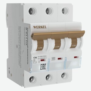 Автоматический выключатель Werkel 3P 16 A C 6 kа (W903P166)