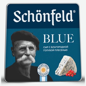 Сыр Schonfeld Блю с голубой плесенью 54%, 100г Россия