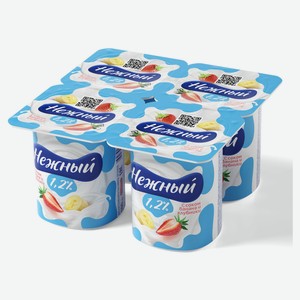 Йогуртный продукт «Нежный» с соком клубники и банана 1,2%, 100 г