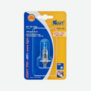 Лампа автомобильная Kraft H1 12v 55w P14,5s Pro + 80% More light (KT 700106)