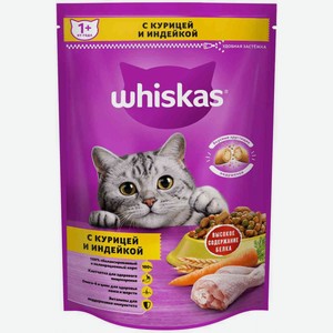 Сухой корм для кошек от 1 года Whiskas Подушечки с курицей и индейкой, 350 г
