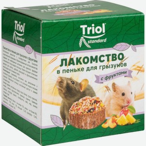 Лакомство для грызунов Triol Standard в пеньке с фруктами, 70 г