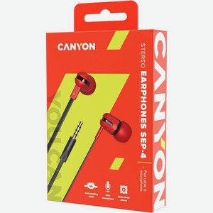 Наушники Canyon SEP-4, 3.5 мм, вкладыши, красный [cns-cep4r]