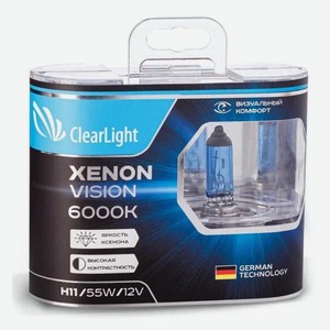 Лампа автомобильная галогенная Clearlight H11 Xenon Vision, 2 шт (MLH11XV)