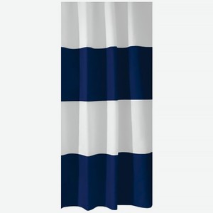 Штора для ванной Home One Stripes Print, 180х180 см, полиэстер, темно-синяя (395307)