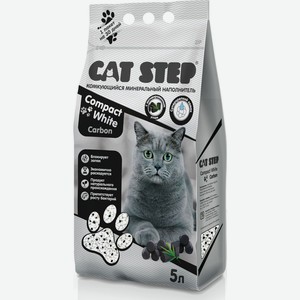 Наполнитель для кошачьих туалетов Cat Step Compact White Carbon минеральный комкующийся, 5 л