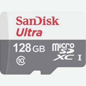 Карта памяти microsdxc UHS-I Sandisk Ultra 128 ГБ, 100 МБ/с, Class 10, SDSQUNR-128G-GN6MN, 1 шт., без адаптера