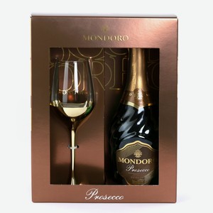 Вино игристое Mondoro Prosecco белое сухое в подарочной упаковке, 0.75л Италия