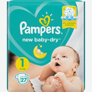 Подгузники PAMPERS New baby-dry 1 2-5кг, Россия, 27 шт