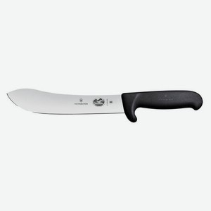 Нож кухонный Victorinox Fibrox Butchers Safety Nose, для забоя/разделки, 180мм, заточка прямая, стальной, черный [5.7603.18l]