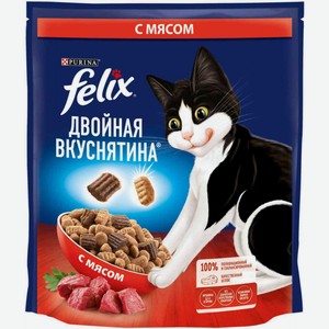 Сухой корм для взрослых кошек Felix Двойная вкуснятина с мясом, 600 г