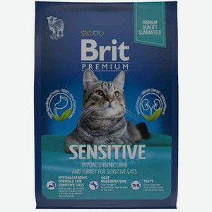Сухой корм для кошек с чувствительным пищеварением Brit Premium Sensitive Ягненок и индейка, 400 г