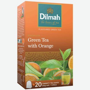 Чай зеленый Dilmah with Orange, 20×1,5 г