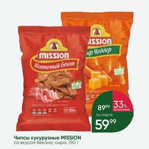 Чипсы кукурузные MISSION со вкусом бекона; сыра, 150 г