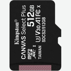 Карта памяти microsdxc UHS-I U3 Kingston Canvas Select Plus 512 ГБ, 100 МБ/с, SDCS2/512GBSP, 1 шт., без адаптера