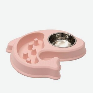 Миска Пижон Медленное кормление металлическая чаша на пластиковой основе 29.5х4 см розовая 160 мл
