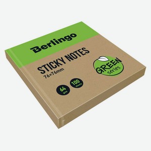Блок бумаги для записей Berlingo Green Series с клеевым краем 76х76 мм, 100 листов