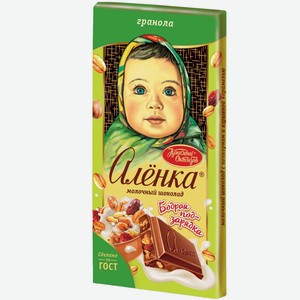 Шоколад молочный Алёнка Бодрая подзарядка с гранолой, 90г