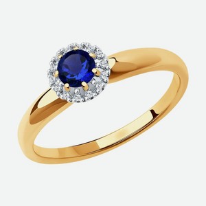 Кольцо SOKOLOV Diamonds из золота с бриллиантами и сапфиром 2011171, размер 18.5