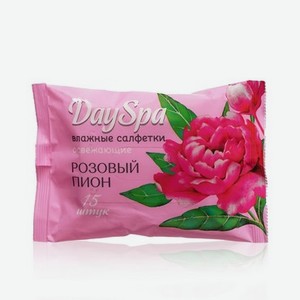 Освежающие влажные салфетки Day Spa   Розовый пион   15шт