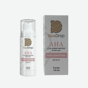 SKINDROP Мягкий очищающий мусс для всех типов кожи AHA cleanser mousse 150