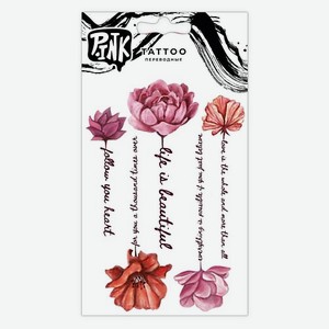 P.INK Наклейки-тату переводные Цветы с надписями