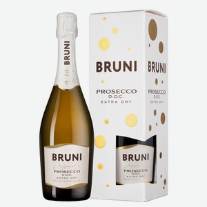 Вино игристое Bruni Prosecco Экстра белое сухое в подарочной упаковке, 0.75л Италия