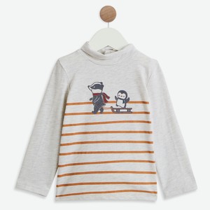 Пуловер для мальчика InExtenso Енот с пингвином бежевый