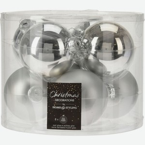 Набор стеклянных шаров 7см 8 шт серебро артABR702010