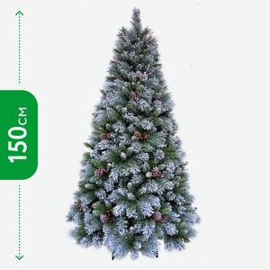 Елка Santa s World Свара 150 см, снег, шишки, ягоды, навесные ветви, арт.TSA150-380