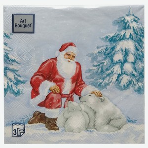 Салфетки Art Bouquet 33х33 Дед Мороз и медведи 3сл 20шт