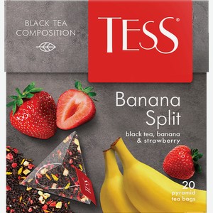 Чай черный Tess Banana Split с ароматом клубники и банана 20пак