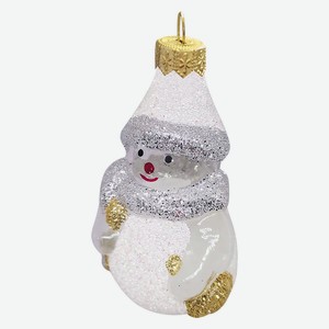Ёлочное украшение  Снеговик с метлой , прозрачная серия, в подарочной упаковке, h-9см