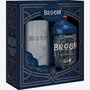Джин Broom Dry + стакан в подарочной упаковке 41,7 % алк., Россия, 0,5 л