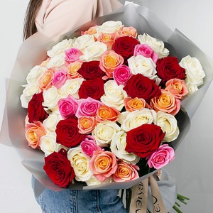 ЛЭТУАЛЬ FLOWERS Букет из разноцветных роз 41 шт.(40 см)