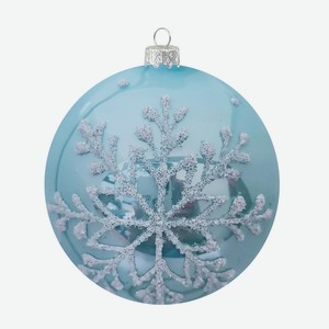 Шар  Снежинка бисерная , голубая 80 мм., в подарочной упаковке