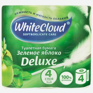 Туалетная бумага WHITECLOUD 4сл.4 рул. ароматерапия/зеленое яблоко (Окей)