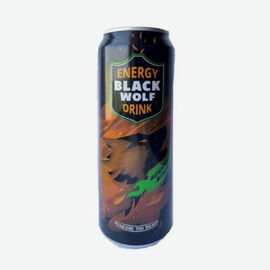 Напиток Black Wolf энергетический Apple Kiwi безалкогольный газированный 450мл