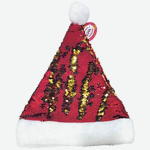 Колпак Санта-Клауса с двусторонними пайетками цвет: красный + золотой/зелёный в ассортименте, 37 см