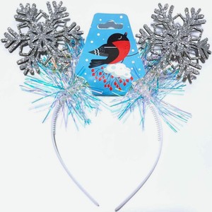 Ободок маскарадный Снежинки цвет: серебро/белый, 12×15 см