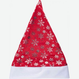Колпак для взрослых новогодний Jeanees 100-6 со снежинками цвет: красный, размер 54-56