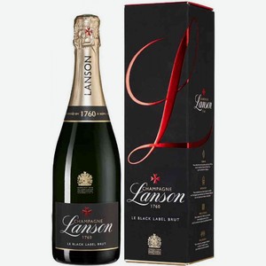 Вино игристое Lanson Black Label Brut белое брют в подарочной упаковке 12,5 % алк., Франция, 0,75 л
