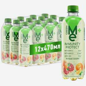 Газированный напиток GreenMe (ГринМи) Plus Protect с витамином С и цинком, цитрусовый вкус 0,47 л х 12 бутылок, пэт