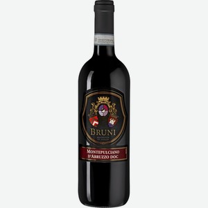 Вино BRUNI Бруни Монтепульчано д Абруццо выдержанное красное сухое, 0.75л, Италия, 0.75 L