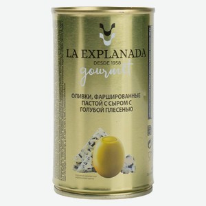 Оливки La Explanada с сыром с голубой плесенью, 370мл, ж/б