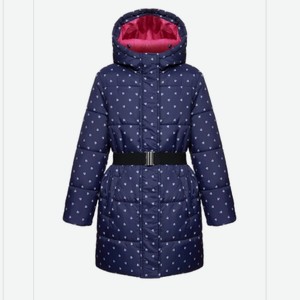Пальто демисезонное для девочки Hola, темно-синий в сердечки (104)
