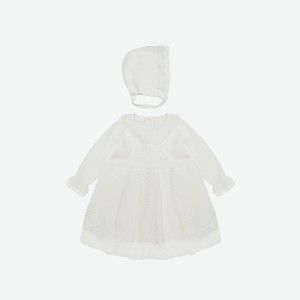 Комплект для девочки платье и чепчик leoking, белый (68)