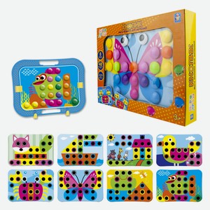 Развивающая игрушка-головоломка-мозаика 1Toy «Игродром. Кнопик» 48 кнопок, 8 трафаретов
