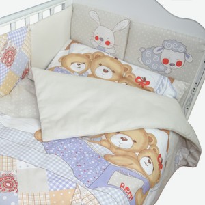 Комплект в кроватку L'Abeille «Мишки под одеялом» 4 пр.